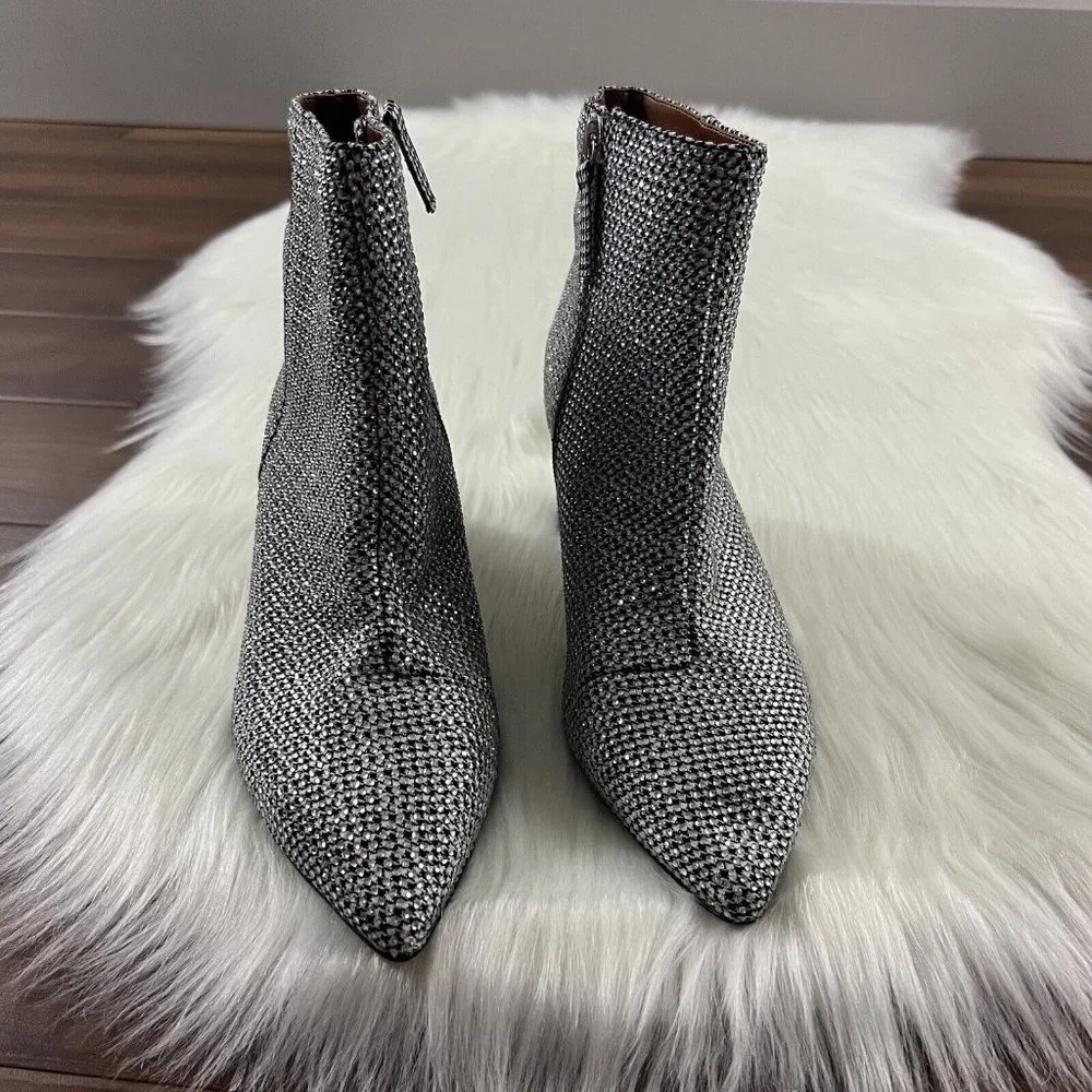 NEW Kurt Geiger‎ Size 36.5 / US 6.5 Plaid Rhinestone Burlington Ankle Bootie